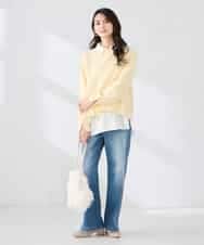 K2KED19039 a.v.v(アー・ヴェ・ヴェ) フロッキープリントプルオーバー ライトイエロー