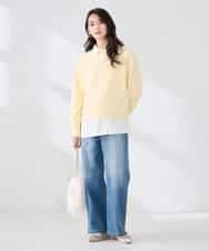 K2KED19039 a.v.v(アー・ヴェ・ヴェ) フロッキープリントプルオーバー ライトイエロー