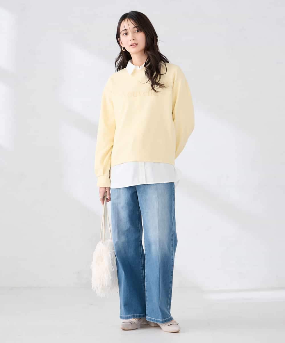 K2KED19039 a.v.v(アー・ヴェ・ヴェ) フロッキープリントプルオーバー ライトイエロー