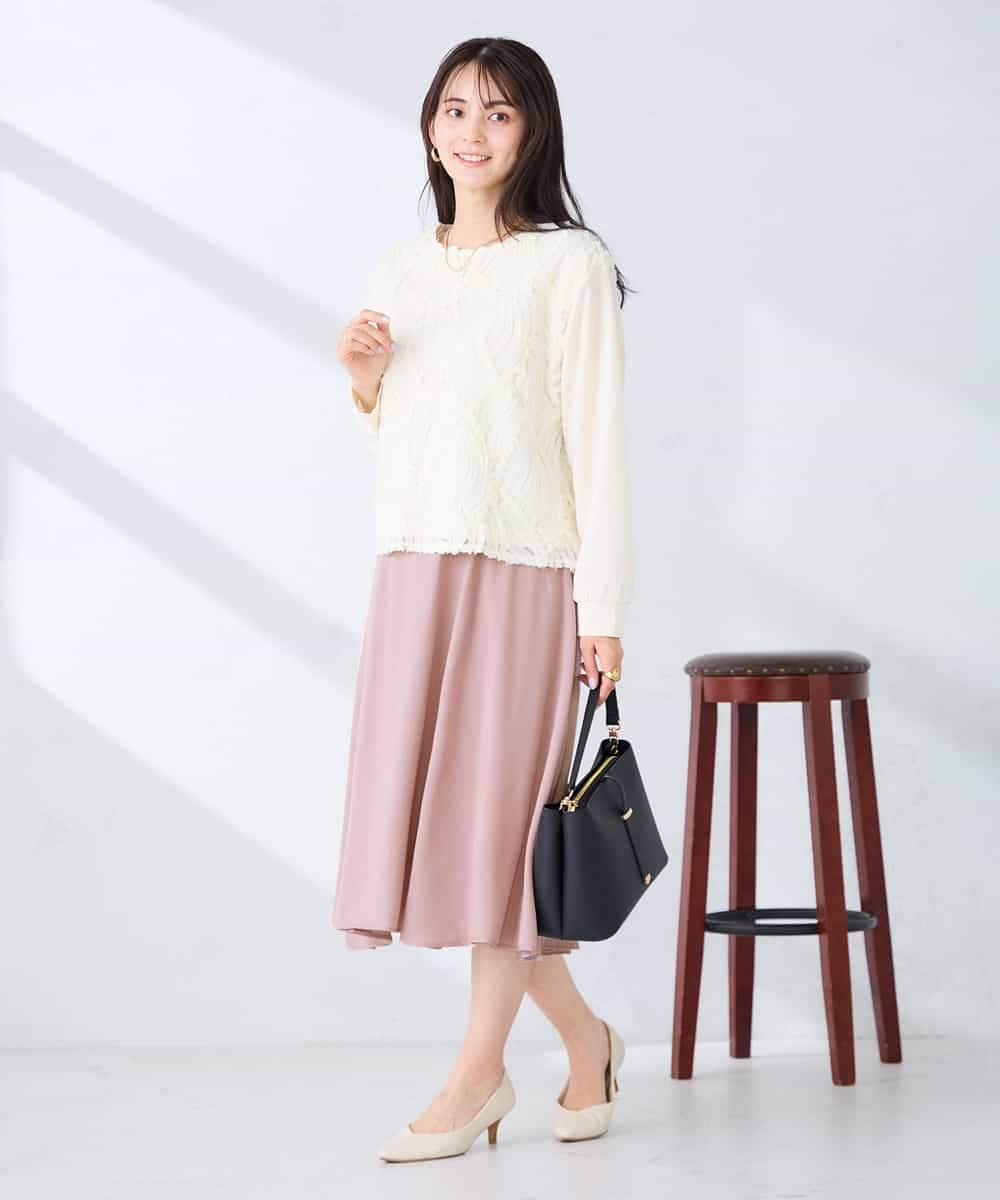 K2KFD03049 a.v.v(アー・ヴェ・ヴェ) コード刺繍チュールドッキングトップス アイボリー