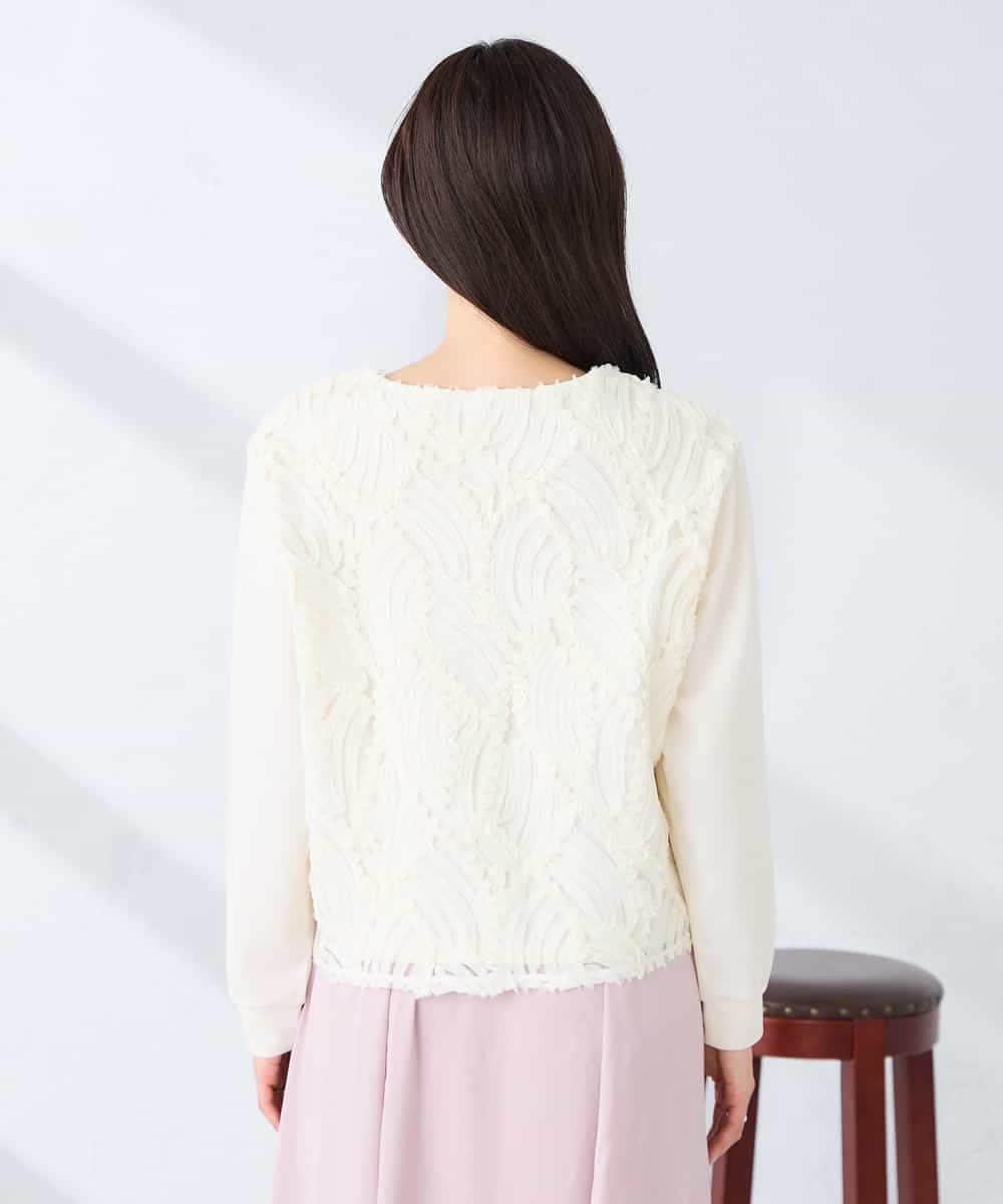 K2KFD03049 a.v.v(アー・ヴェ・ヴェ) コード刺繍チュールドッキングトップス アイボリー