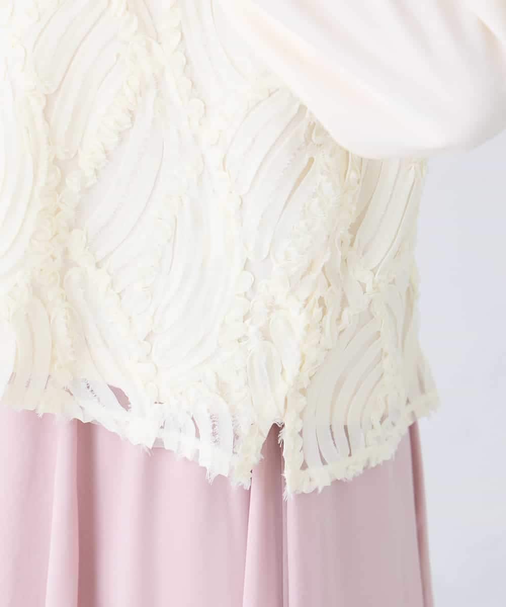 K2KFD03049 a.v.v(アー・ヴェ・ヴェ) コード刺繍チュールドッキングトップス アイボリー