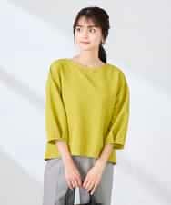 K2KFD13039 a.v.v(アー・ヴェ・ヴェ) キラキラリップル七分袖カットソー ライトイエロー