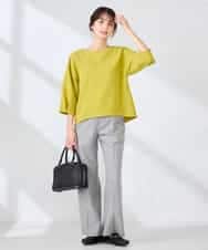 K2KFD13039 a.v.v(アー・ヴェ・ヴェ) キラキラリップル七分袖カットソー ライトイエロー