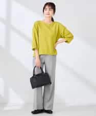 K2KFD13039 a.v.v(アー・ヴェ・ヴェ) キラキラリップル七分袖カットソー ライトイエロー