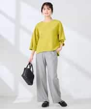 K2KFD13039 a.v.v(アー・ヴェ・ヴェ) キラキラリップル七分袖カットソー ライトイエロー