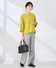 K2KFD13039 a.v.v(アー・ヴェ・ヴェ) キラキラリップル七分袖カットソー ライトイエロー