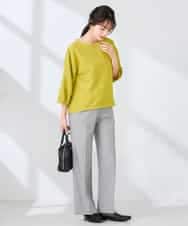 K2KFD13039 a.v.v(アー・ヴェ・ヴェ) キラキラリップル七分袖カットソー ライトイエロー