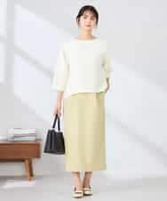 K2KFD13039 a.v.v(アー・ヴェ・ヴェ) キラキラリップル七分袖カットソー ライトイエロー