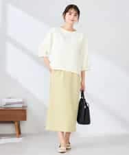 K2KFD13039 a.v.v(アー・ヴェ・ヴェ) キラキラリップル七分袖カットソー ライトイエロー