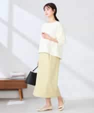 K2KFD13039 a.v.v(アー・ヴェ・ヴェ) キラキラリップル七分袖カットソー ライトイエロー