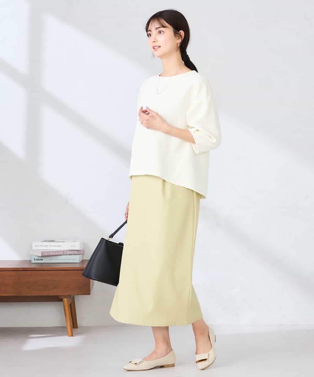 K2KFD13039 a.v.v(アー・ヴェ・ヴェ) キラキラリップル七分袖カットソー ライトイエロー