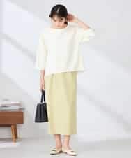 K2KFD13039 a.v.v(アー・ヴェ・ヴェ) キラキラリップル七分袖カットソー ライトイエロー