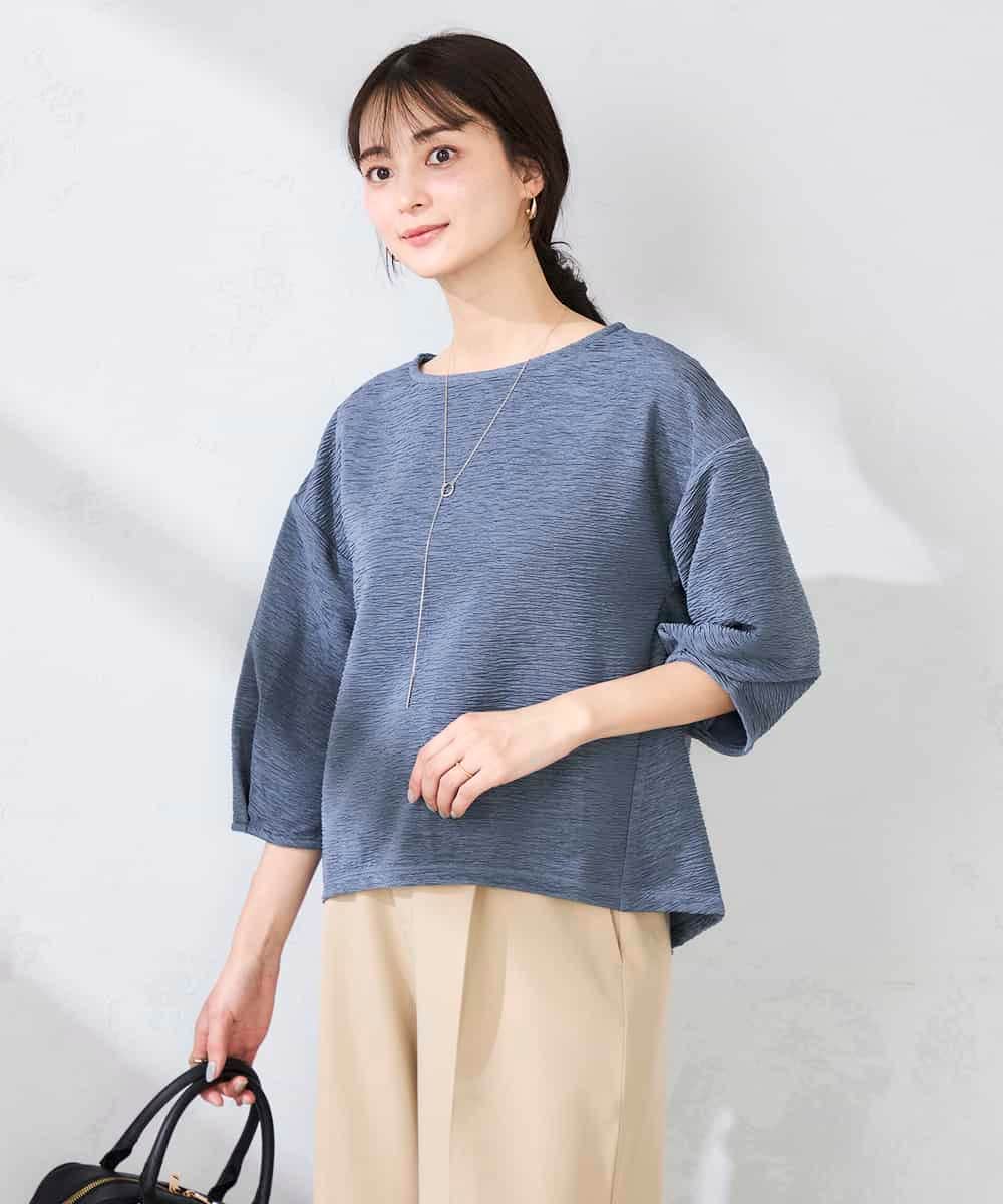 K2KFD13039 a.v.v(アー・ヴェ・ヴェ) キラキラリップル七分袖カットソー ライトイエロー