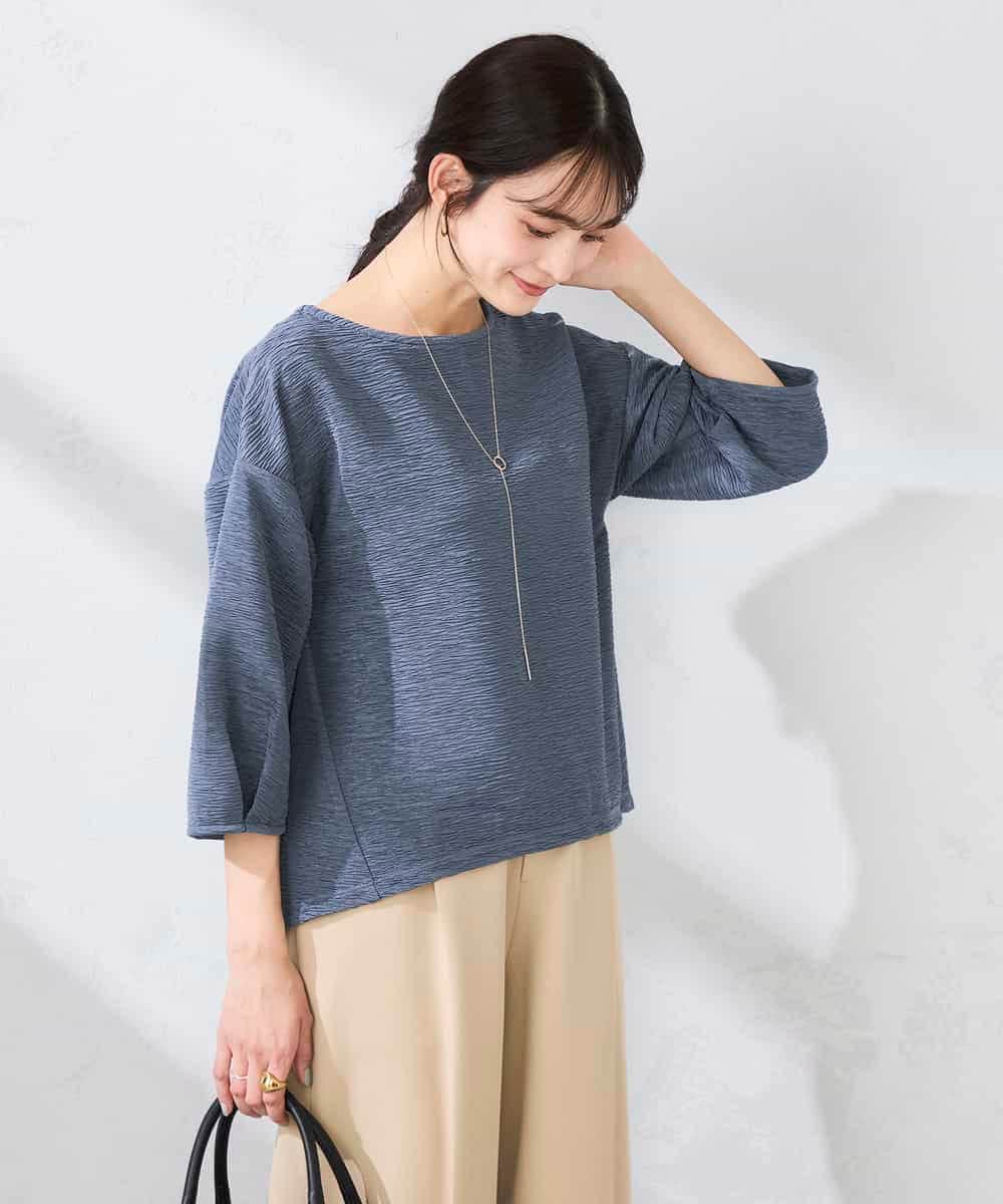 K2KFD13039 a.v.v(アー・ヴェ・ヴェ) キラキラリップル七分袖カットソー ライトイエロー