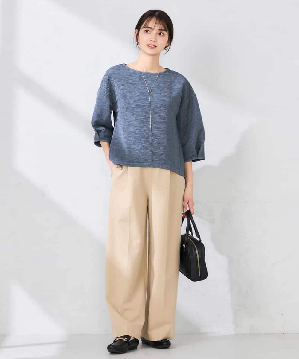 K2KFD13039 a.v.v(アー・ヴェ・ヴェ) キラキラリップル七分袖カットソー ライトイエロー