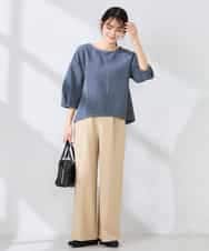 K2KFD13039 a.v.v(アー・ヴェ・ヴェ) キラキラリップル七分袖カットソー ライトイエロー