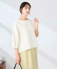 K2KFD13039 a.v.v(アー・ヴェ・ヴェ) キラキラリップル七分袖カットソー アイボリー