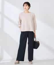 K2KFD18044 a.v.v(アー・ヴェ・ヴェ) 光沢リップル七分袖カットソー ライトブルー