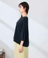 K2KFD18044 a.v.v(アー・ヴェ・ヴェ) 光沢リップル七分袖カットソー ライトブルー