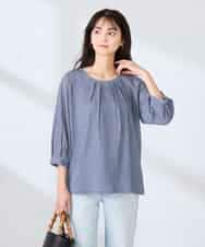 K2KFD21039 a.v.v(アー・ヴェ・ヴェ) タックスリーブストライプカットソー ネイビー