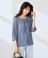 K2KFD21039 a.v.v(アー・ヴェ・ヴェ) タックスリーブストライプカットソー ネイビー