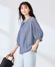 K2KFD21039 a.v.v(アー・ヴェ・ヴェ) タックスリーブストライプカットソー ネイビー