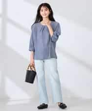 K2KFD21039 a.v.v(アー・ヴェ・ヴェ) タックスリーブストライプカットソー ネイビー