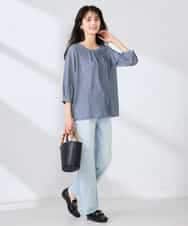 K2KFD21039 a.v.v(アー・ヴェ・ヴェ) タックスリーブストライプカットソー ネイビー