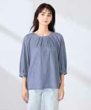 K2KFD21039 a.v.v(アー・ヴェ・ヴェ) タックスリーブストライプカットソー ネイビー