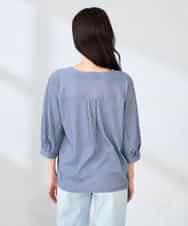 K2KFD21039 a.v.v(アー・ヴェ・ヴェ) タックスリーブストライプカットソー ネイビー