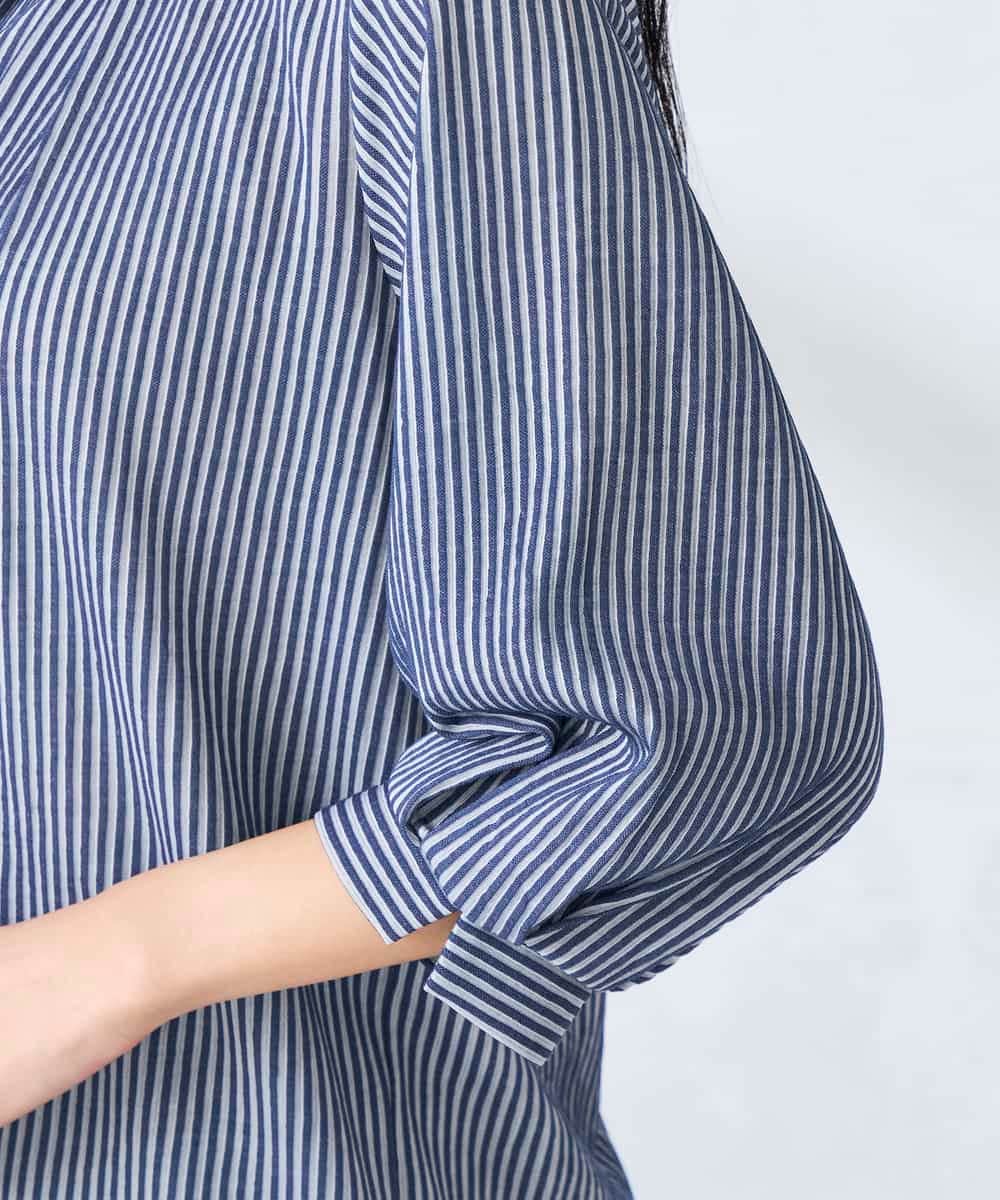 K2KFD21039 a.v.v(アー・ヴェ・ヴェ) タックスリーブストライプカットソー ネイビー