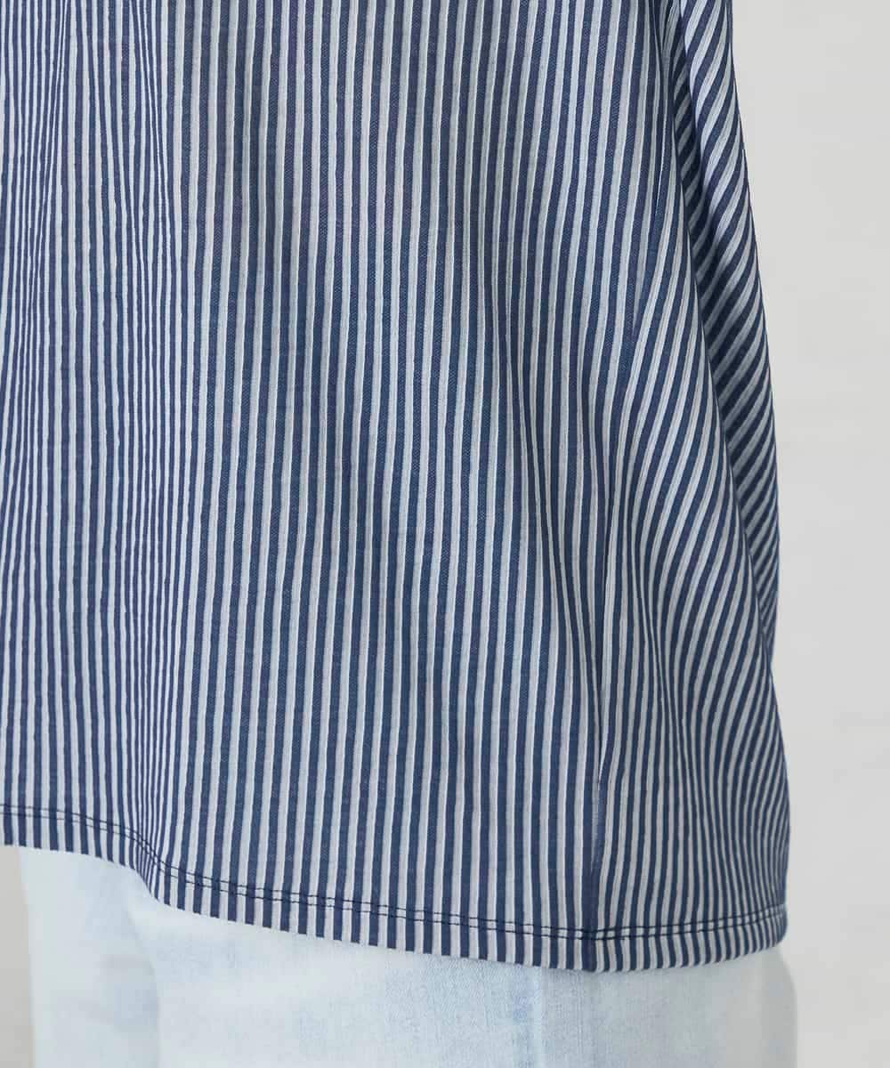 K2KFD21039 a.v.v(アー・ヴェ・ヴェ) タックスリーブストライプカットソー ネイビー