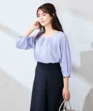 K2KFD21039 a.v.v(アー・ヴェ・ヴェ) タックスリーブストライプカットソー ネイビー