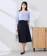 K2KFD21039 a.v.v(アー・ヴェ・ヴェ) タックスリーブストライプカットソー ネイビー