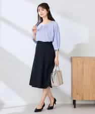 K2KFD21039 a.v.v(アー・ヴェ・ヴェ) タックスリーブストライプカットソー ネイビー