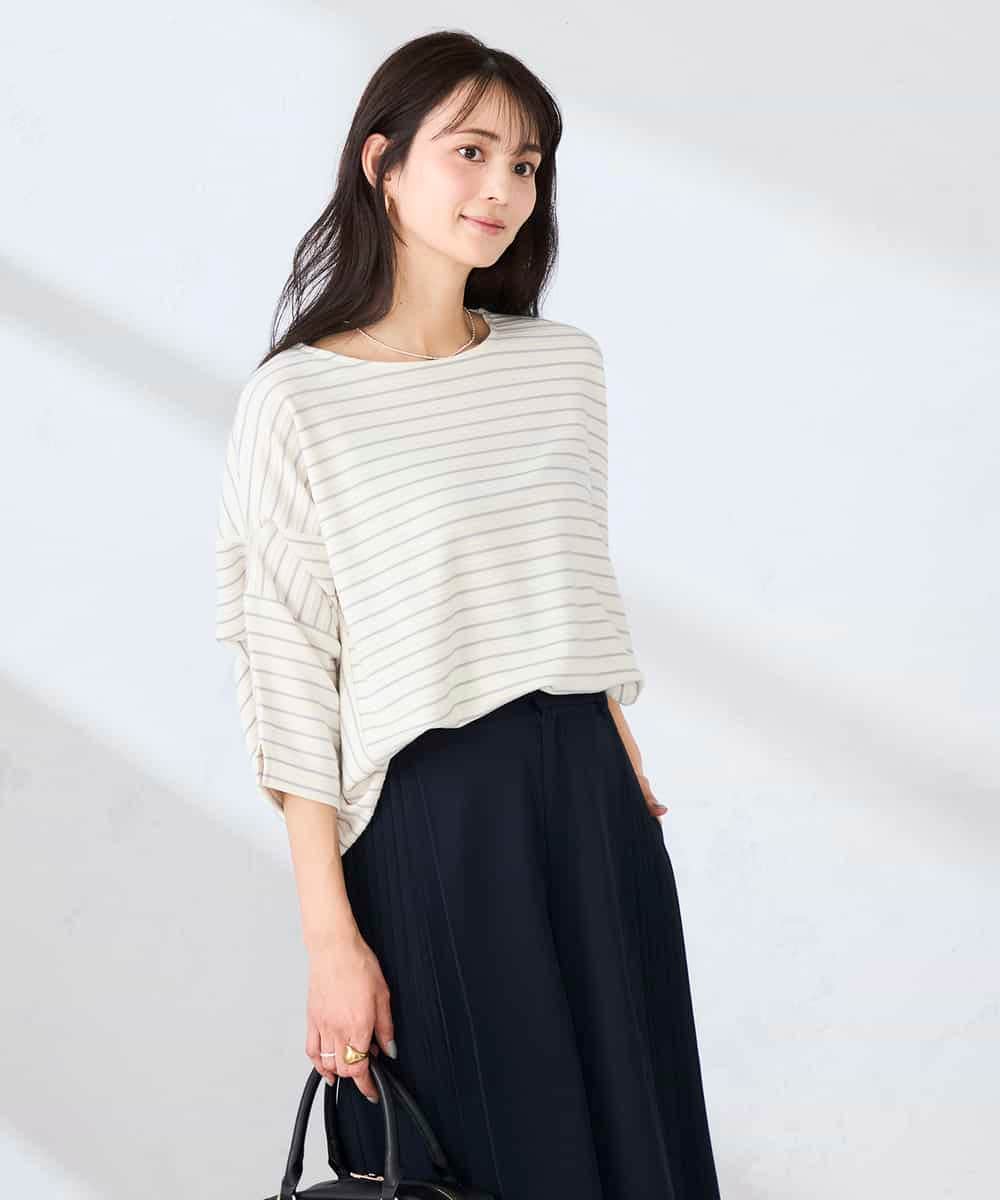 K2KFD22039 a.v.v(アー・ヴェ・ヴェ) リップルバンザイスリーブカットソー グリーン