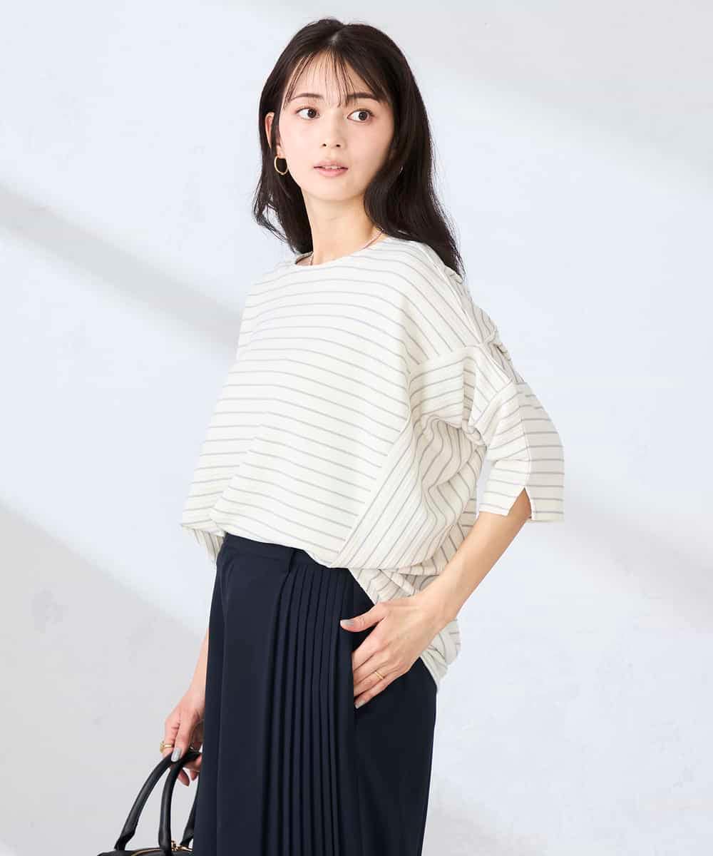 K2KFD22039 a.v.v(アー・ヴェ・ヴェ) リップルバンザイスリーブカットソー グリーン