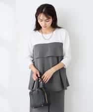 K2KFD23049 a.v.v(アー・ヴェ・ヴェ) ビスチェ付き七分袖カットソー グレー