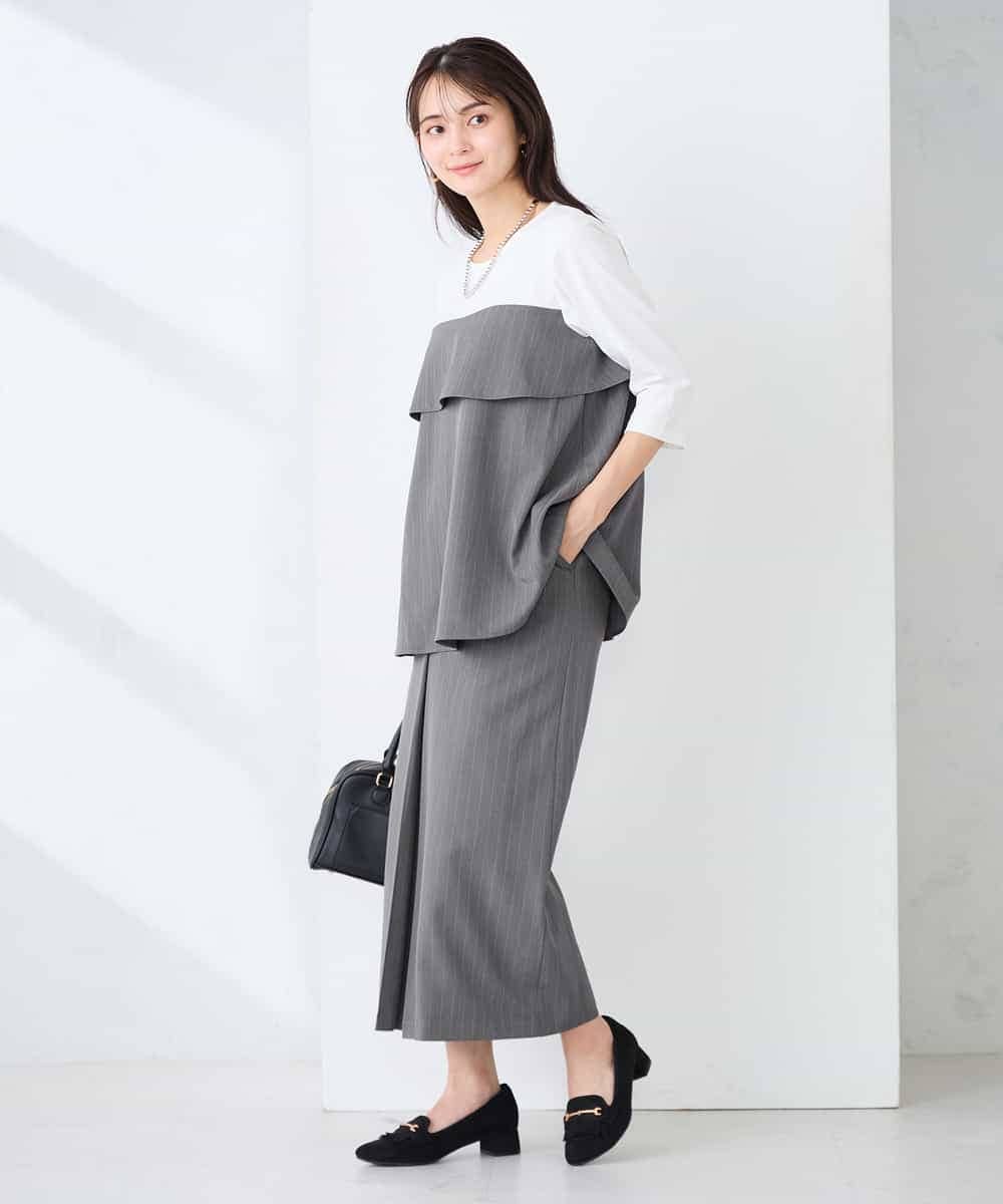 K2KFD23049 a.v.v(アー・ヴェ・ヴェ) ビスチェ付き七分袖カットソー グレー