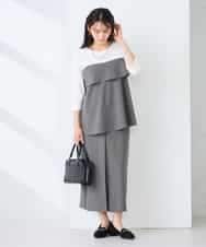 K2KFD23049 a.v.v(アー・ヴェ・ヴェ) ビスチェ付き七分袖カットソー グレー