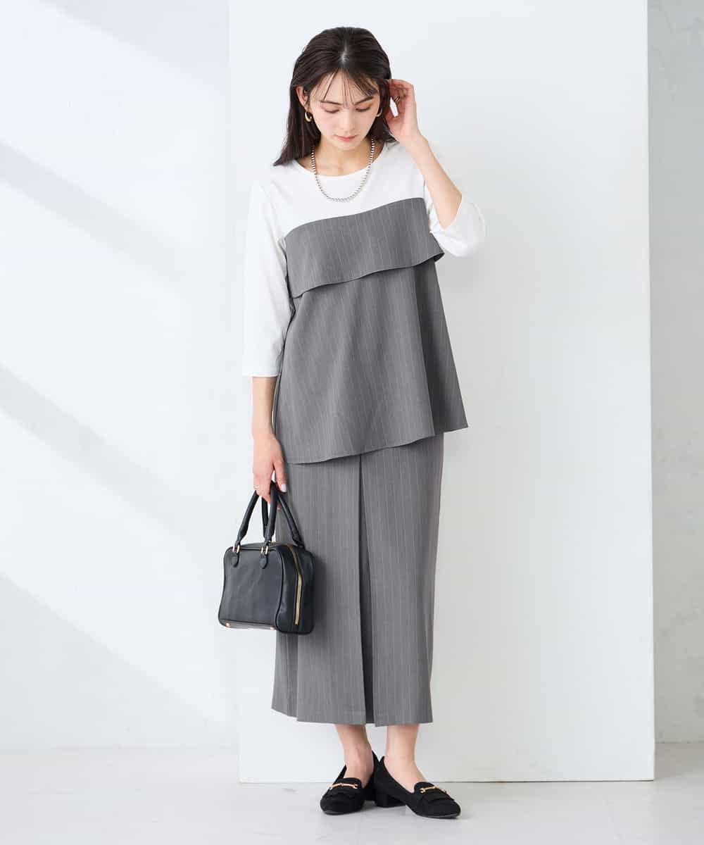 K2KFD23049 a.v.v(アー・ヴェ・ヴェ) ビスチェ付き七分袖カットソー グレー