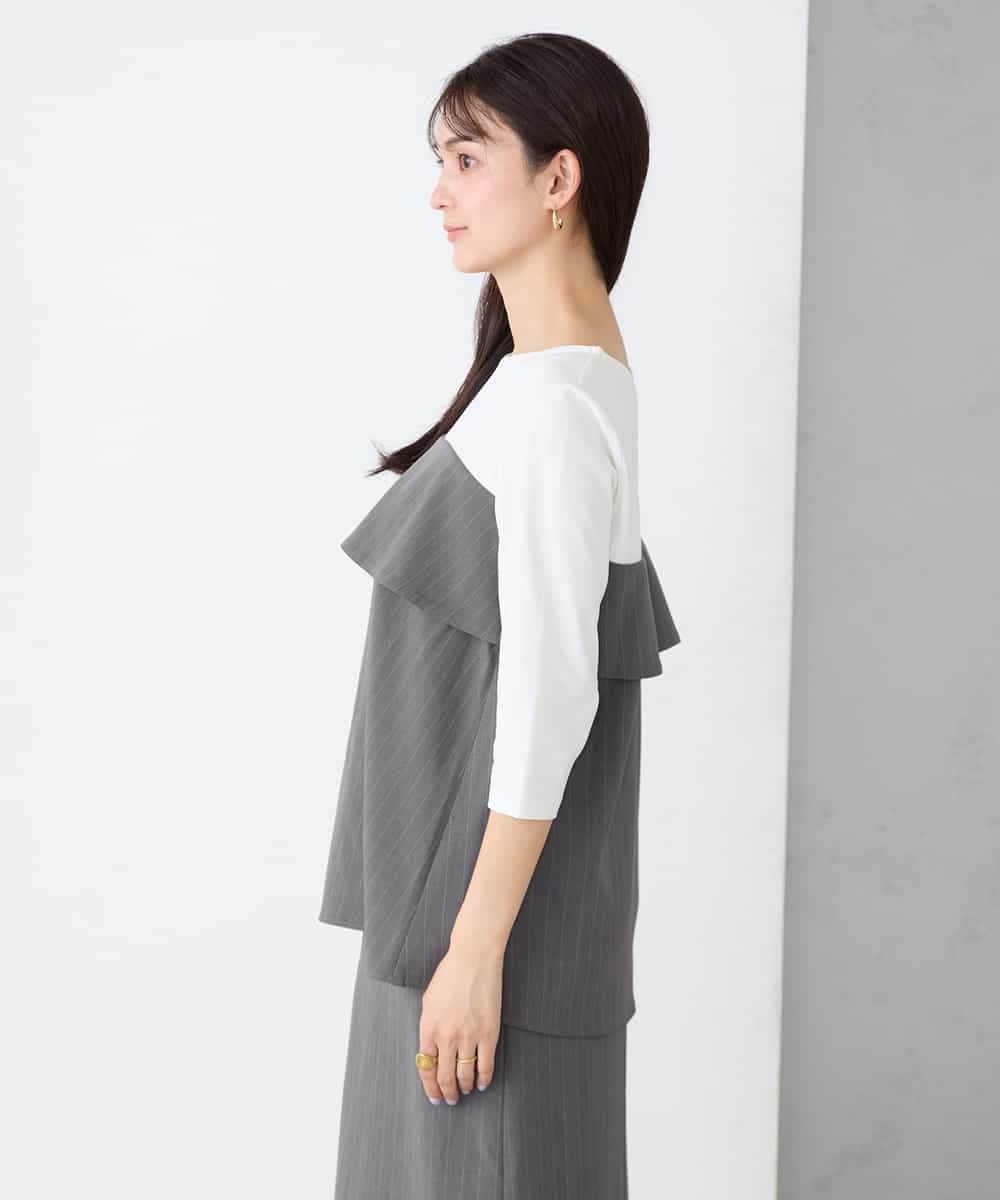 K2KFD23049 a.v.v(アー・ヴェ・ヴェ) ビスチェ付き七分袖カットソー グレー