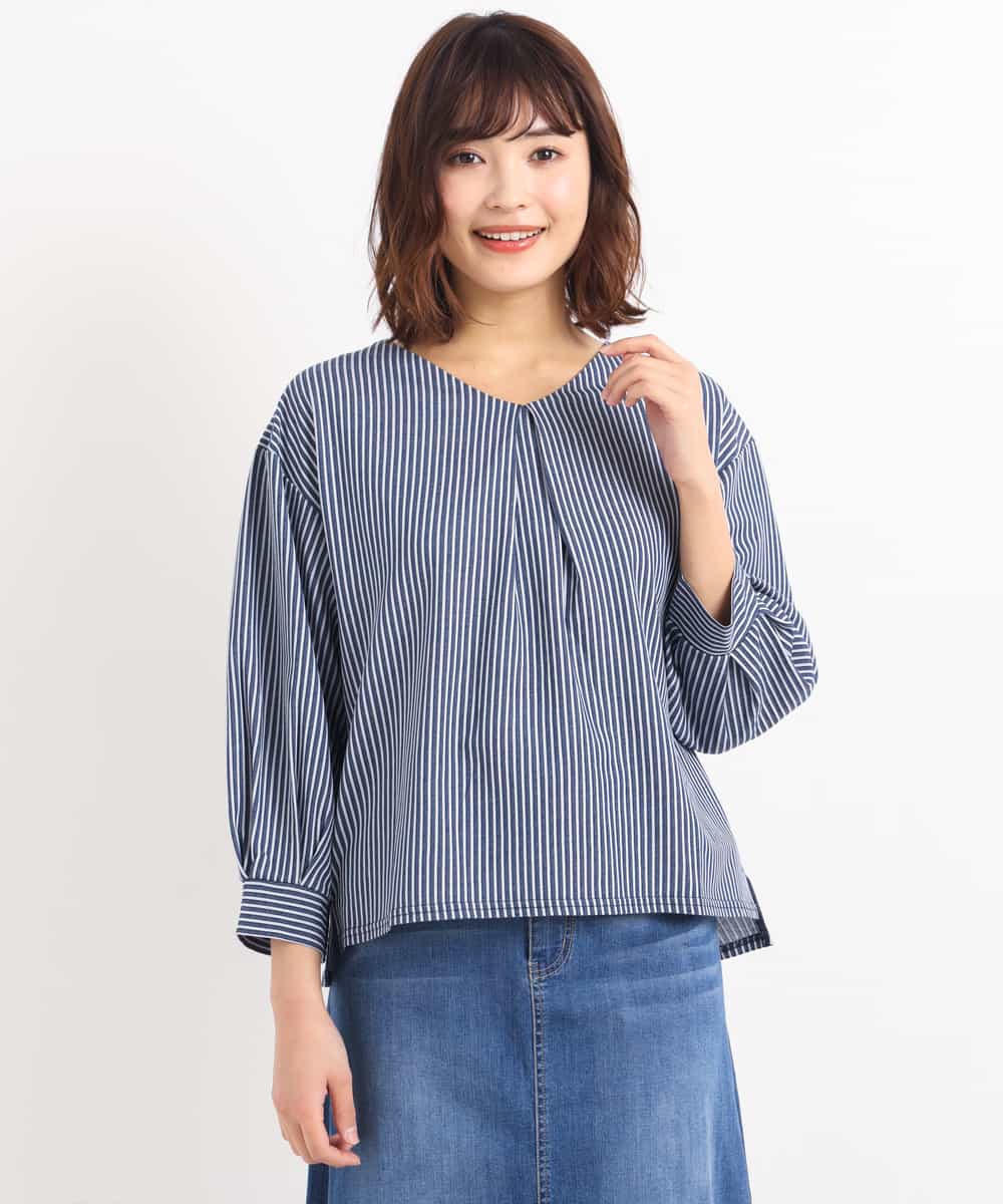 K2KFG24039 a.v.v(アー・ヴェ・ヴェ) Ｖネックタックスリーブカットソー[WEB限定サイズ] ネイビー