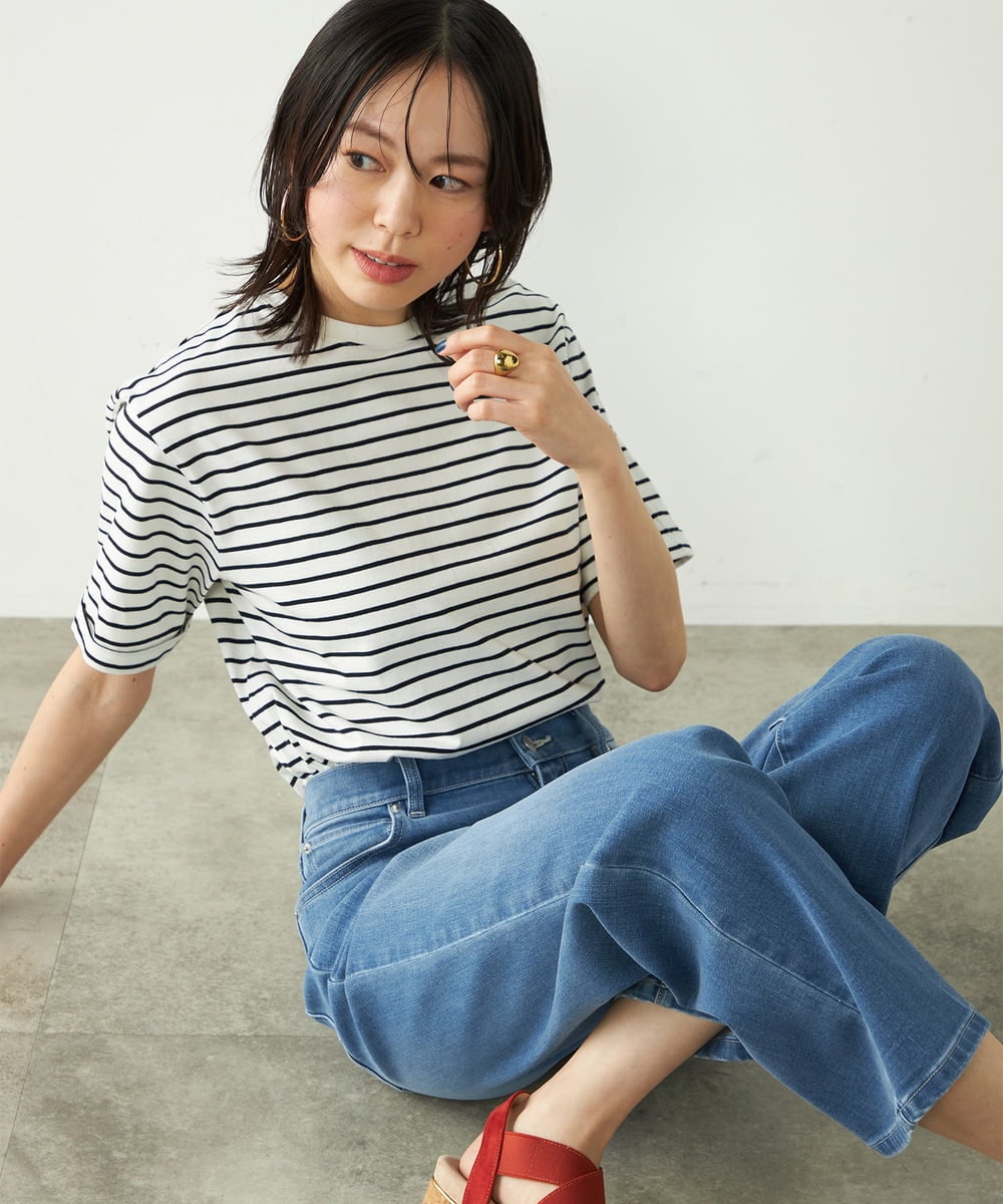 K2KGA30019 a.v.v(アー・ヴェ・ヴェ) 【コットン100％/雑誌InRed(宝島社)5月号掲載】ロールアップハーフスリーブＴシャツ オレンジ
