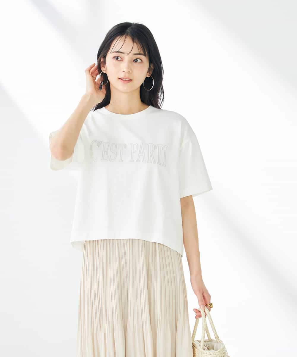 K2KGA45034 a.v.v(アー・ヴェ・ヴェ) 【コットン100％】大人のクロップドロゴTシャツ ホワイト