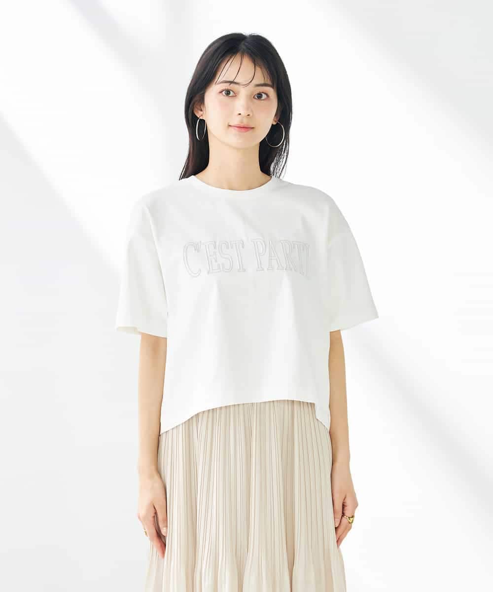 K2KGA45034 a.v.v(アー・ヴェ・ヴェ) 【コットン100％】大人のクロップドロゴTシャツ ホワイト