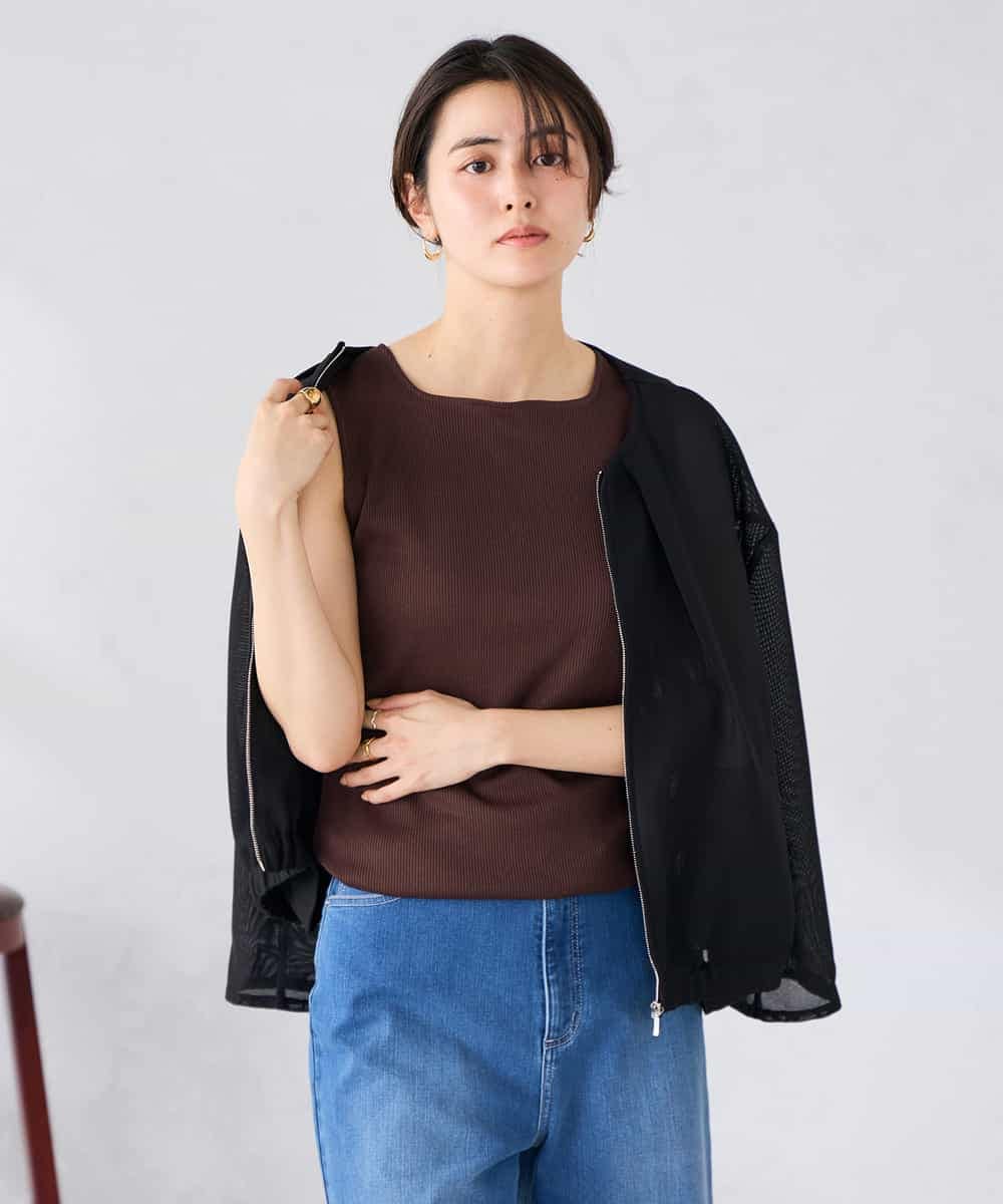 K2KGD01024 a.v.v(アー・ヴェ・ヴェ) ベーシックテレコタンクトップ ブラウン