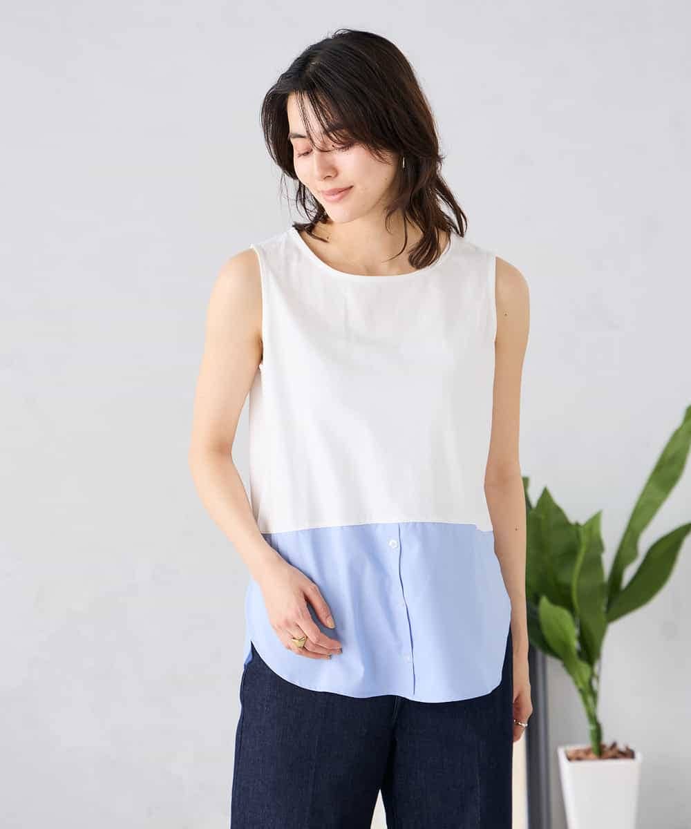 K2KGD03029 a.v.v(アー・ヴェ・ヴェ) シャツヘムタンクトップ ライトブルー