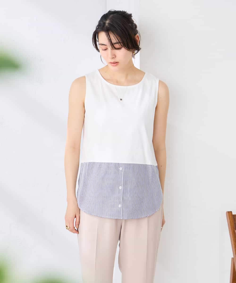 K2KGD03029 a.v.v(アー・ヴェ・ヴェ) シャツヘムタンクトップ ライトブルー